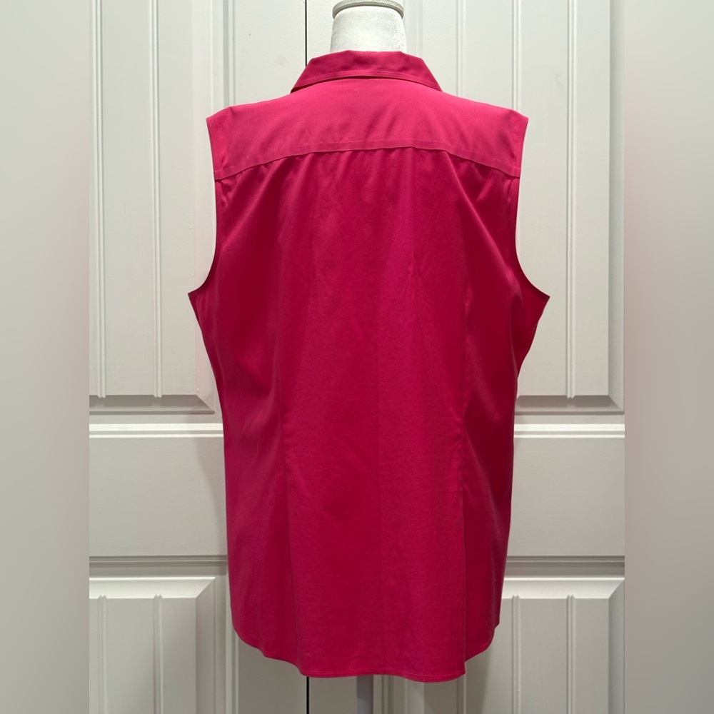 Talbots Sleeveless Button-Front Blouse in Fuchsia - Picture 2 of 8